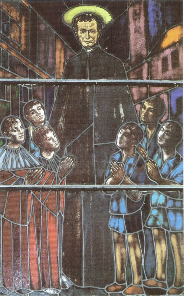 vetrata dedicata a San Giovanni Bosco
